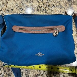 Coach Teal Crossbody Bag with Tan Accents